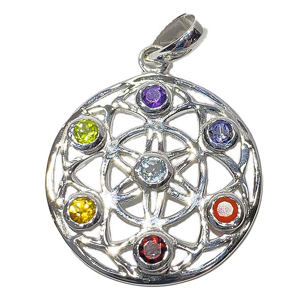 Colgante de plata con 7 piedras de chakras